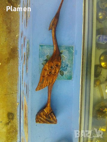 Дървена статуетка на фламинго, снимка 1