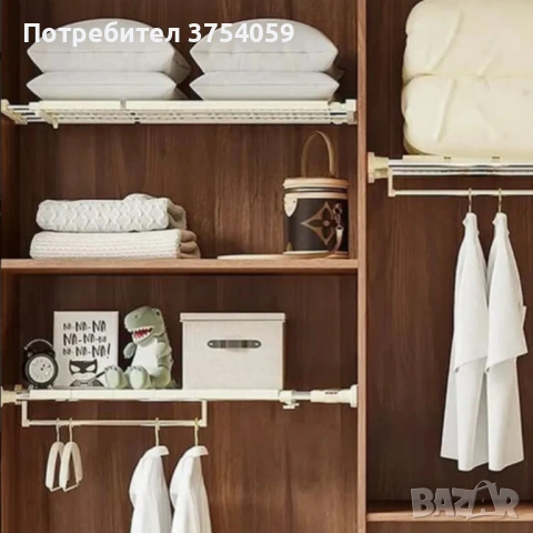 Разтегателен телескопичен рафт без пробиване 50–80 см – универсално решение за кухня, баня и гардеро, снимка 5 - Други стоки за дома - 53081860