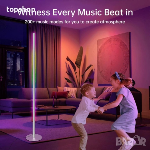 Смарт LED Лампа (Лампион) 147см – RGB + Топло/Студено Бяло, WiFi, Alexa & Google  , снимка 6 - Лед осветление - 53216899