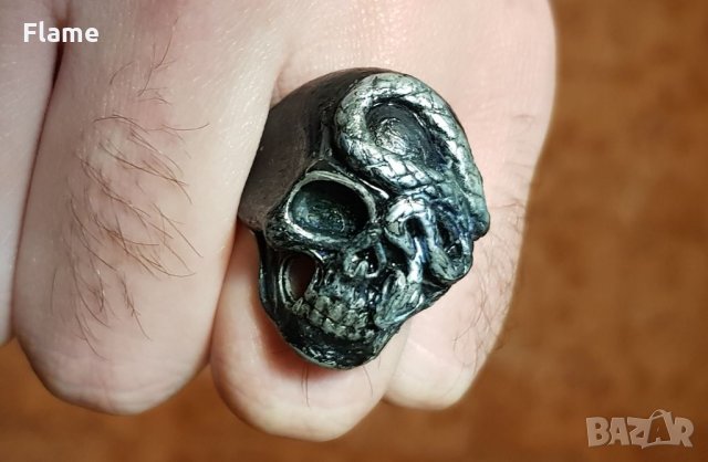 Масивен черен мъжки рок пръстен с череп от стомана унисекс рокер рокенрол