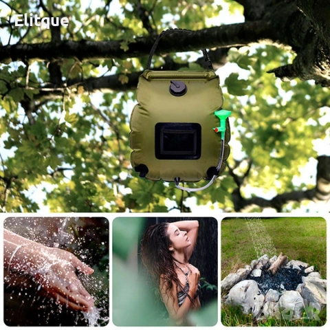 Преносим соларен къмпинг душ 20L с вграден термометър, сгъваем дизайн и подсилена дръжка, снимка 6 - Други стоки за дома - 53562552