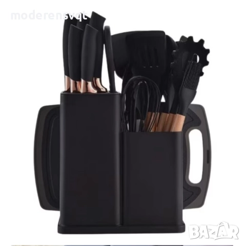 К-т силиконови прибори 33 части със стойка ножове, ножица и дъска, снимка 7 - Прибори за хранене, готвене и сервиране - 52119819