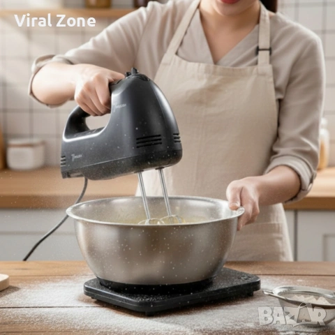 Ръчен миксер Cheffinger – 250W мощност, 7 скорости и 4 бъркалки , снимка 6 - Миксери - 53240003