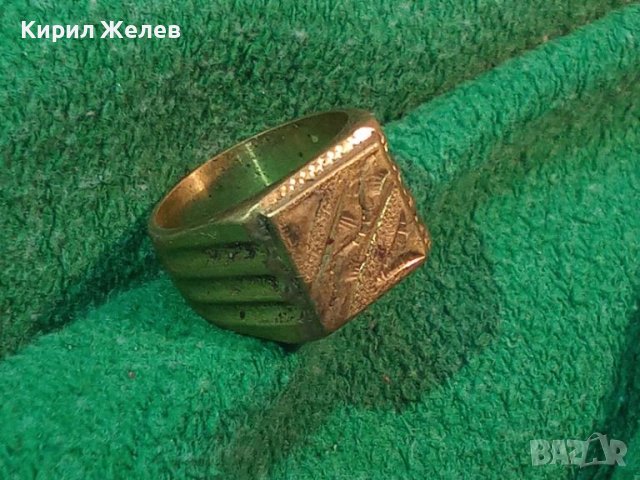 СТАР ПОЗЛАТЕН БРОНЗОВ ПРЪСТЕН ОРНАМЕНТИРАН РЪЧНО МАЙСТОРСКА АРТ ДЕКО СТИЛ ИЗРАБОТКА МАСИВЕН 7226, снимка 2 - Антикварни и старинни предмети - 33962721