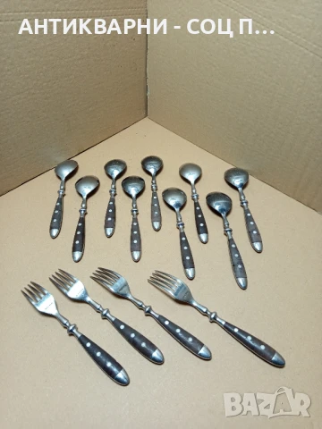 Комплект Стари Маркови Лъжици С Вилици., снимка 3 - Антикварни и старинни предмети - 50967383