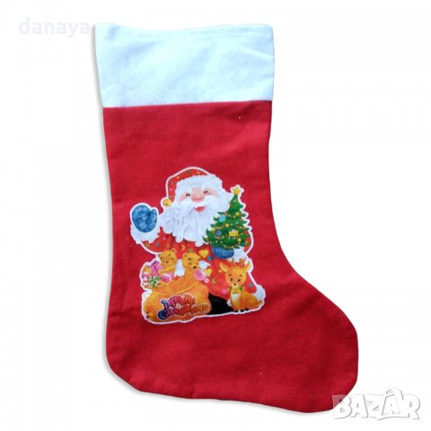 597 Декоративен коледен чорап с картинка Коледен ботуш коледна торба за подаръци, снимка 5 - Декорация за дома - 34744717