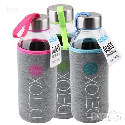 СПОРТНА СТЪКЛЕНА БУТИЛКА ЗА ВОДА DETOX, снимка 2 - Спортна екипировка - 32633869