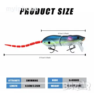 15.5CM Изкуствена пластмасова примамка Мишка/ Плъх , снимка 2 - Такъми - 48967431