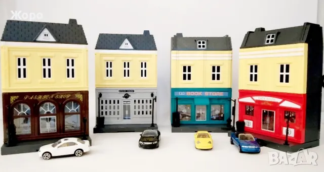 Европейска улица със сгради на модули и малки колички 0230653, снимка 10 - Образователни игри - 48418202