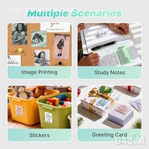 Нов Мини принтер стикер мейкър PM290 термопечат 3 ролки лепящи 54мм, снимка 9 - Друга електроника - 53535718