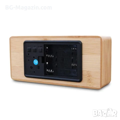 Декоративен LED настолен часовник дървен с термометър светещ в тъмното на ток електронен дигитален, снимка 6 - Други - 51039030