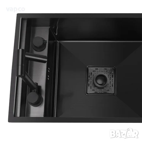Черна мини мултифункционална кухненска мивка с капак, снимка 7 - Мивки - 51358538