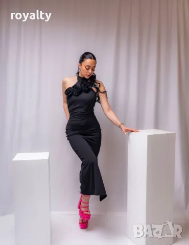 Дълга стилна черна дамска рокля , снимка 3 - Рокли - 50049136