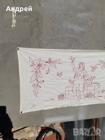 Старинен бродиран ковьор,покривка за стена #229, снимка 2 - Антикварни и старинни предмети - 43561380