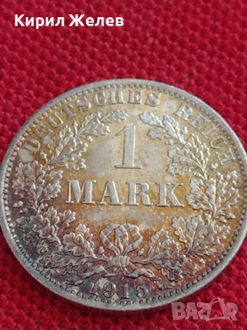 СРЕБЪРНА МОНЕТА 1 марка 1915г. Германска империя Вилхелм втори 86581, снимка 2 - Нумизматика и бонистика - 40464733