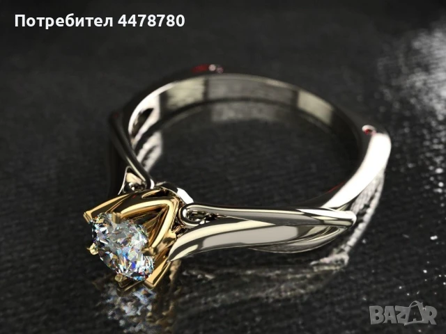 Златен пръстен с диамант и рубини, снимка 4 - Пръстени - 50801085