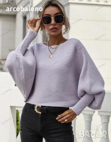 Дамски свободен пуловер с кръгло деколте и дълги ръкави, 6цвята , снимка 7 - Блузи с дълъг ръкав и пуловери - 42678795