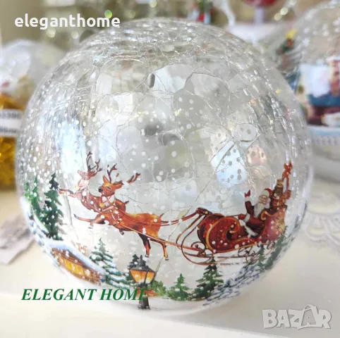 Светеща стъклена топка - Дядо Коледа Диаметър - 15 см Работи с батерии Цена - 26 лв, снимка 2 - Коледни подаръци - 47607755