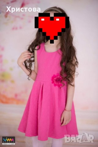 Детска цикламена рокля 116-128 размер, снимка 2 - Детски рокли и поли - 32375037