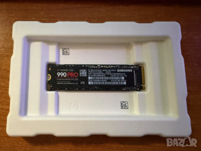 Samsung 990 Pro 2TB NVMe M.2 (2280), скорост на четене до 7450Mb/s, скорост на запис 6900MB/s