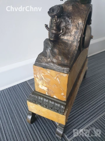 Франция 1800-те/40см-8кг стар френски каминен часовник/бронзова фигура с мрамор, снимка 7 - Антикварни и старинни предмети - 51295095