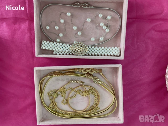 Уникални дамски колани-златни, сребърни, перлени, еластични, с регулиране на закопчаването, снимка 6 - Колани - 50830001