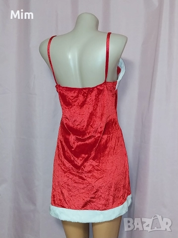 М Червена рокля с бели пухчета за Коледа , снимка 4 - Рокли - 52645968