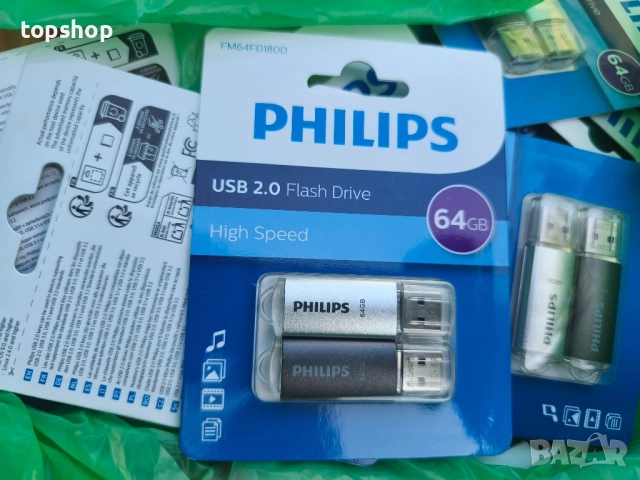 Чисто нови зспечатани USB flash 64gb Philips 2 packs 2 броя в пакет, цена за пакет от 2 броя..., снимка 2 - USB Flash памети - 51629148
