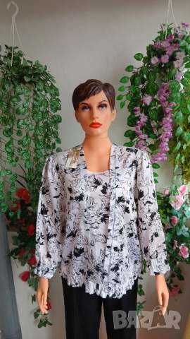 Дамски стилни цветни блузи от копринен сатен.