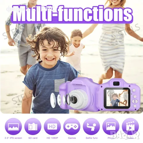 Детски цифров фотоапарат STELS W390 с 16GB карта, Full HD видео, Игри, снимка 6 - Фотоапарати - 40175779