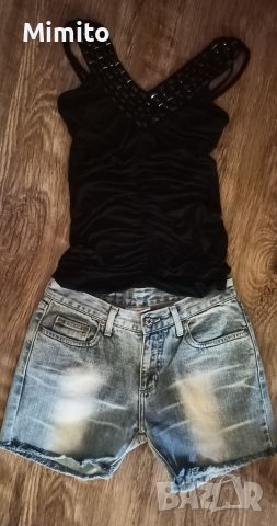 Нов лот дънки и топ с набран ефект, снимка 2 - Дънки - 37524538