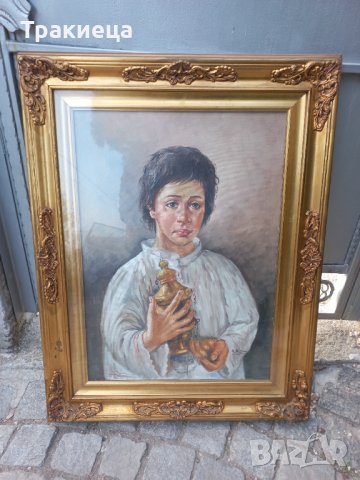 Уникално красива картина портрет масло на платно барок, снимка 8 - Антикварни и старинни предмети - 39678209