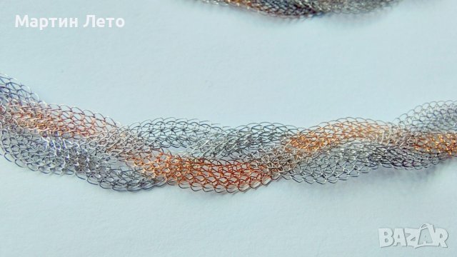 Сребърно колие и гривна. 925. Много оригинална плетка., снимка 3 - Бижутерийни комплекти - 38083795