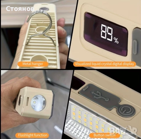 Акумулаторна работна LED лампа с магнитно закрепване, снимка 6 - Лед осветление - 53438987