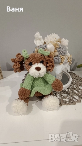 Ръчно плетено кученце, снимка 5 - Плюшени играчки - 52260220