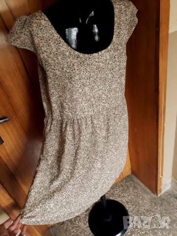 Маслено зелено-бяла лятна рокля на ситни цветя ХЛ+, снимка 2 - Рокли - 32856178