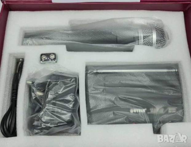 Професионален Безжичен микрофон с приемник, FM, метален, ON/OFF, LED индикатор, предаване 40 метра, снимка 2 - Микрофони - 51390915