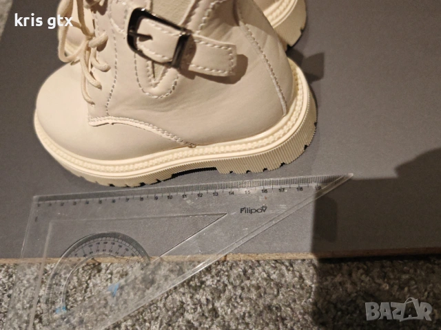 Нови детски боти 27 номер – бежови еко кожа, цип, снимка 6 - Детски боти и ботуши - 53484673