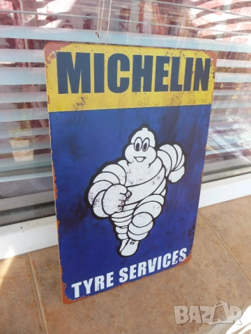 Метална табела Michelin сервиз за гуми смяна зимни дълбок грайфер летни всесезонни бягащо човече, снимка 2 - Рекламни табели - 52184170