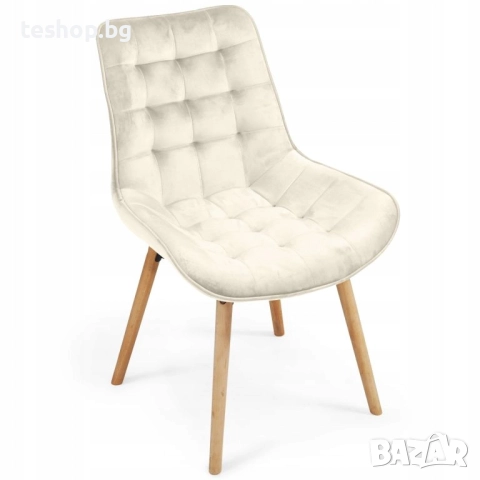 Трапезен стол 2 броя комплект MIADOMODO цвят крем