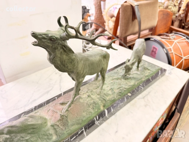 Бронзова композиция / скулптура на елен с кошути. №7814, снимка 9 - Антикварни и старинни предмети - 53042419