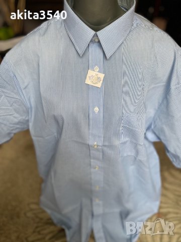 Синя мъжка риза с къс ръкав, снимка 3 - Ризи - 34914194