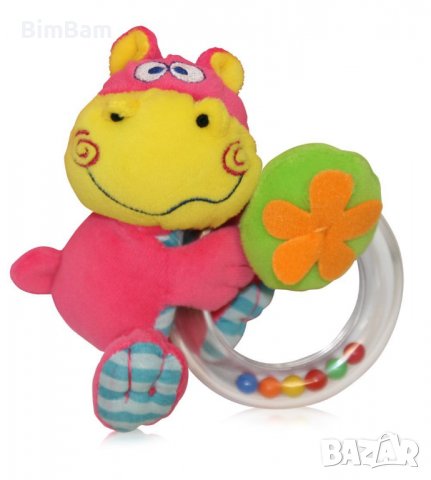 Бебешка плюшена дрънкалка Хипопотам с рингче / Lorelli Toys 