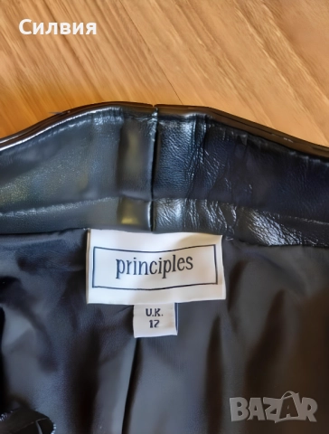 НОВ дамски лъскав кожен панталон от истинска естествена кожа от Англия, размер L, снимка 5 - Панталони - 52671585