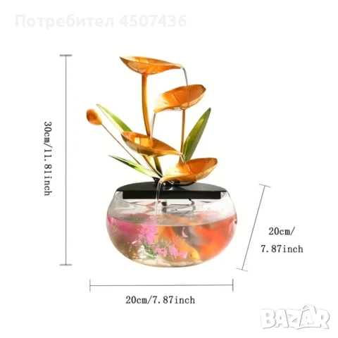2025 Комплект USB захранван декоративен фонтан с аквариум, снимка 6 - Декорация за дома - 51180238