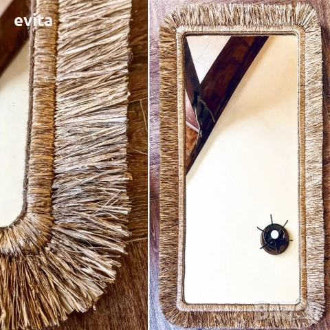 Бохо огледало от рафия. Ръчна изработка! , снимка 8 - Огледала - 47422953