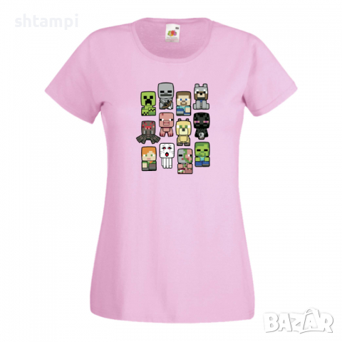 Дамска тениска Minecraft Drawing Characters Minecraft,Игра,Забавление,подарък,Изненада,Рожден Ден.