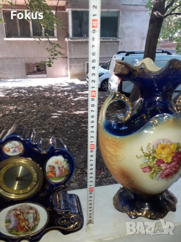 Невероятен стар английски часовник кобалт с позлата две вази, снимка 10 - Антикварни и старинни предмети - 53461054