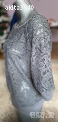 Сива мрежестаа блуза, снимка 5 - Корсети, бюстиета, топове - 35326373