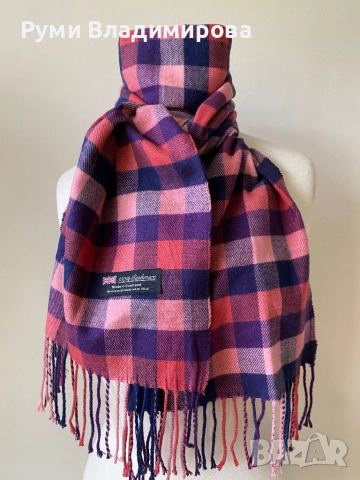 Мъжки, кариран шал от 100 % кашмир/ вълна, снимка 5 - Шалове - 48382070
